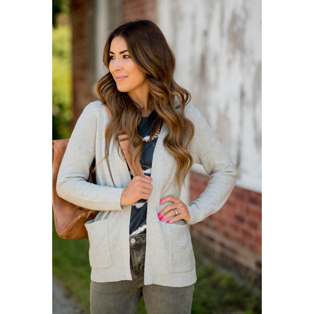 Textured Heavy Short Pocket Cardigan - Betsey's Boutique Shop