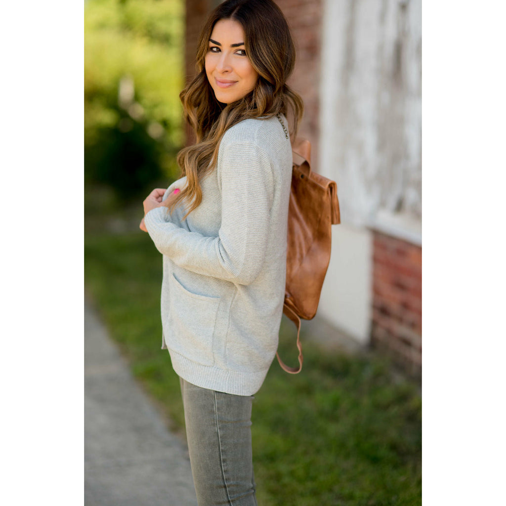 Textured Heavy Short Pocket Cardigan - Betsey's Boutique Shop