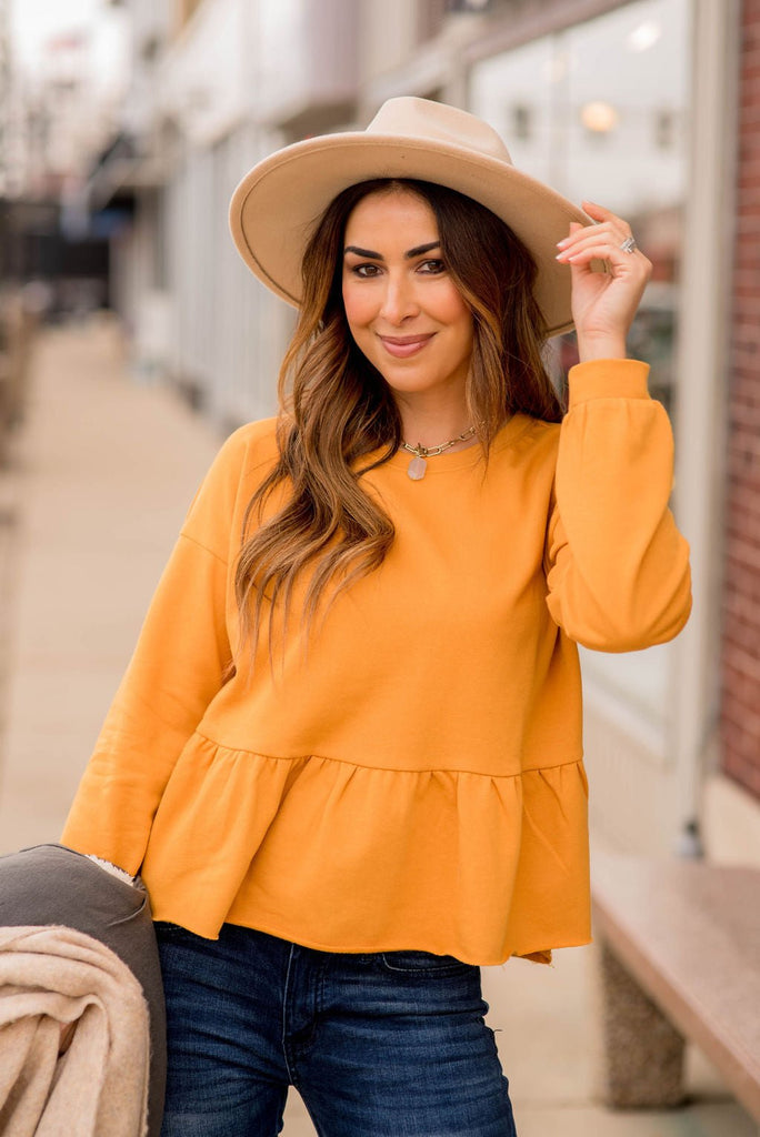 Simple Peplum Sweatshirt - Betsey's Boutique Shop -