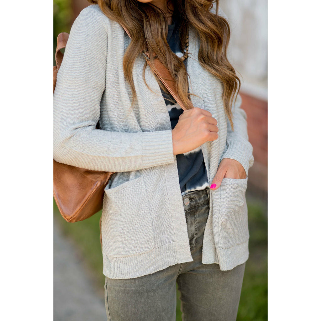 Textured Heavy Short Pocket Cardigan - Betsey's Boutique Shop