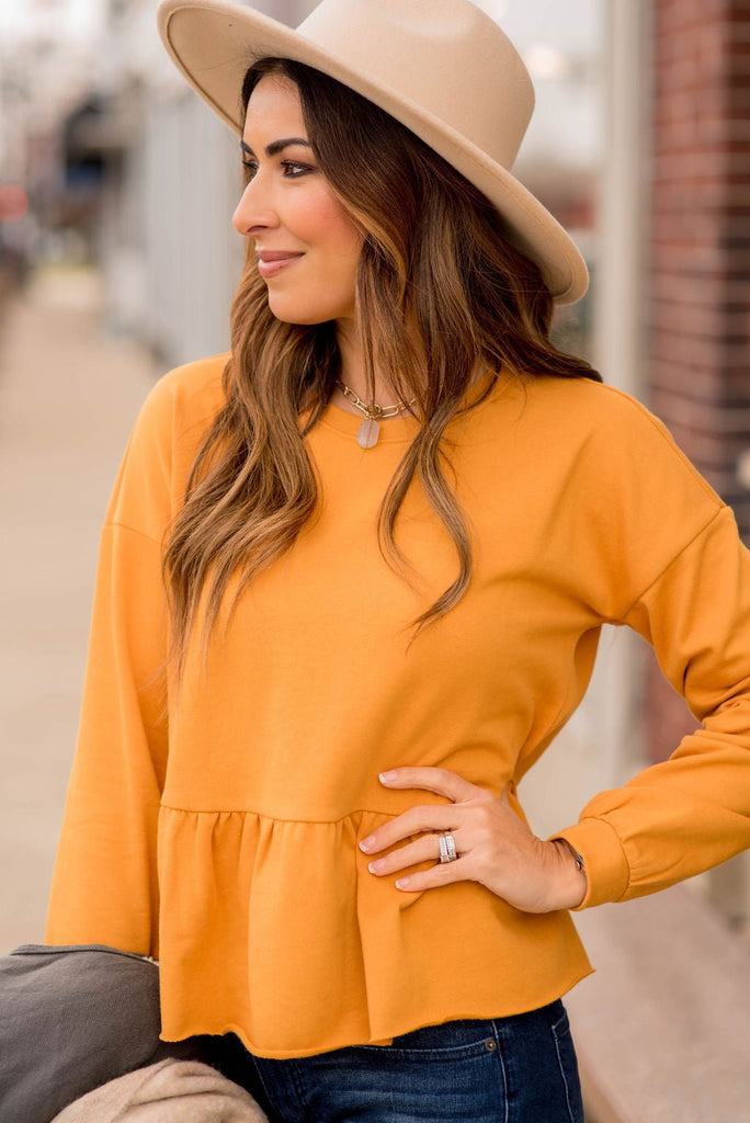 Simple Peplum Sweatshirt - Betsey's Boutique Shop -