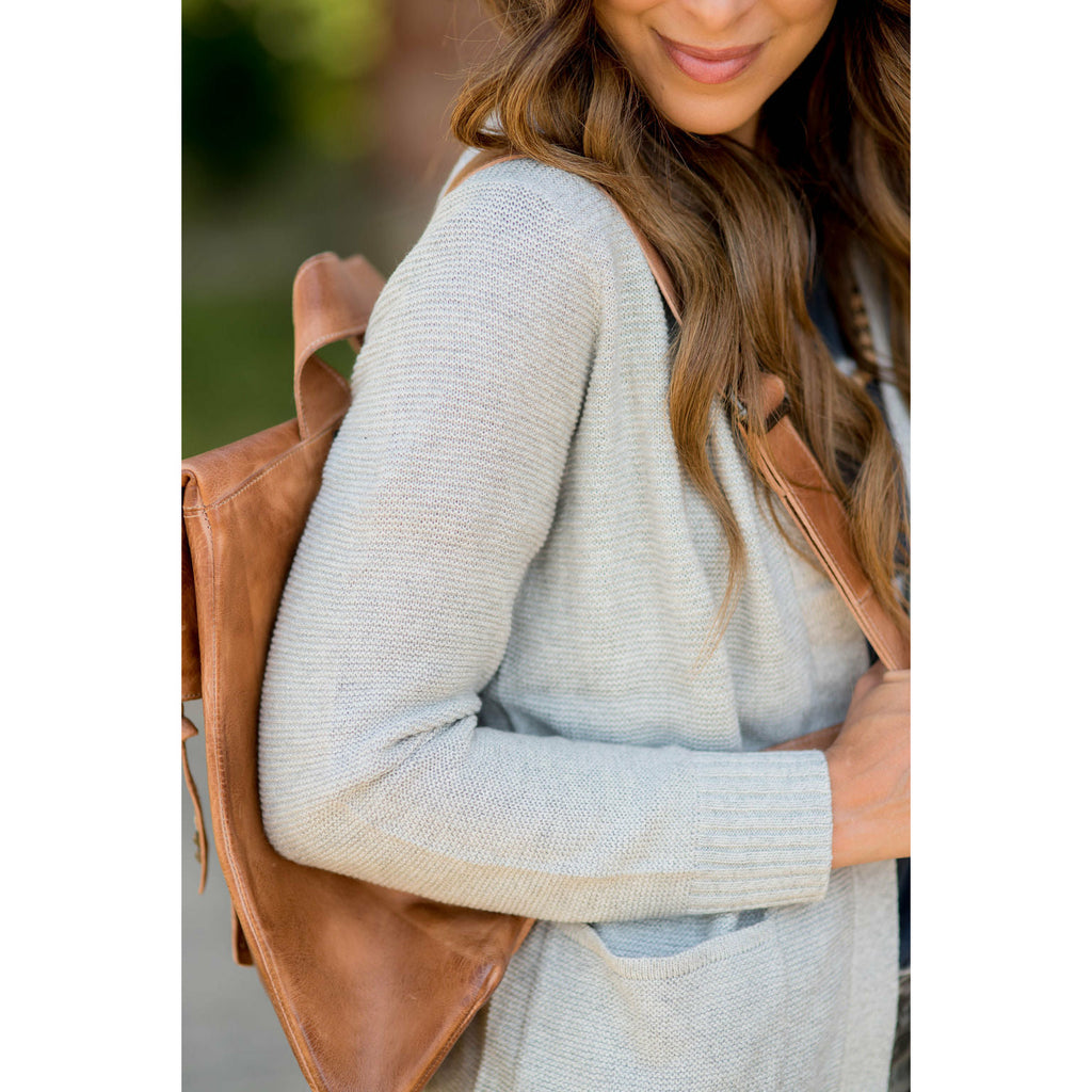 Textured Heavy Short Pocket Cardigan - Betsey's Boutique Shop