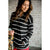 Black Striped Quarter Zip Sweatshirt - Betsey's Boutique Shop - Shirts & Tops