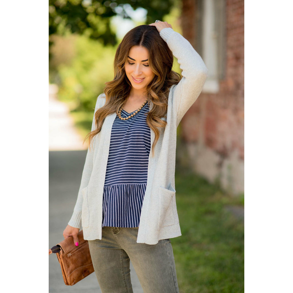 Textured Heavy Short Pocket Cardigan - Betsey's Boutique Shop