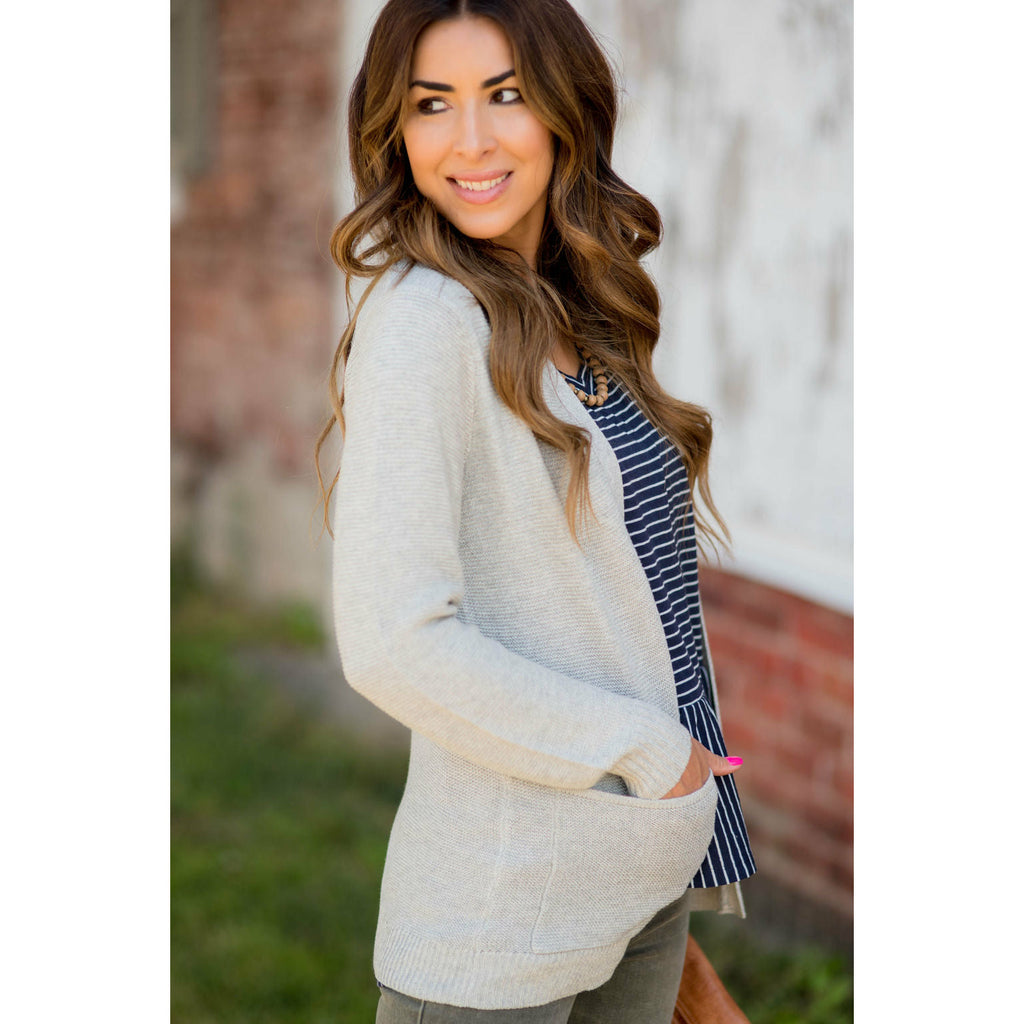 Textured Heavy Short Pocket Cardigan - Betsey's Boutique Shop