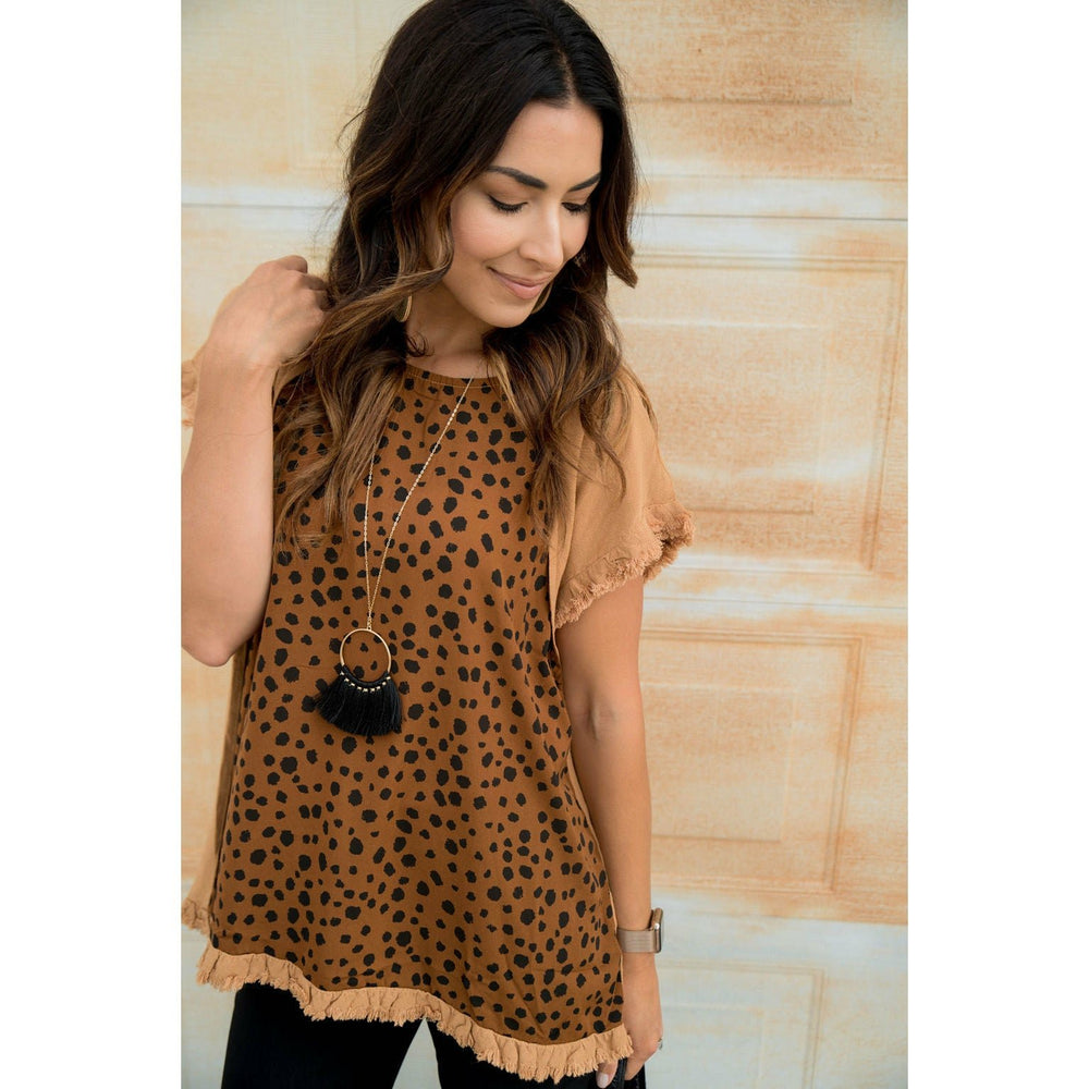 Cheetah Front Blouse - Betsey's Boutique Shop - Shirts & Tops