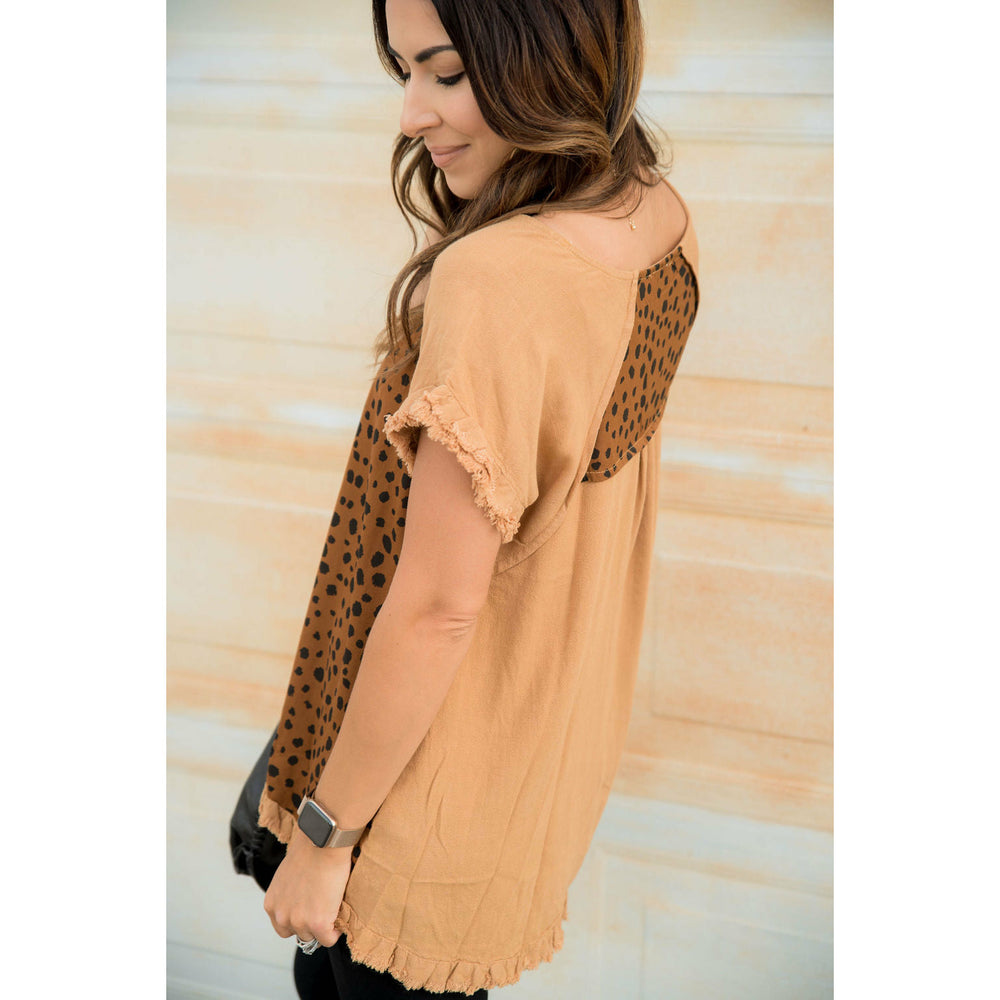 Betsey's Boutique Double Tiered Sleeve Cheetah Blouse