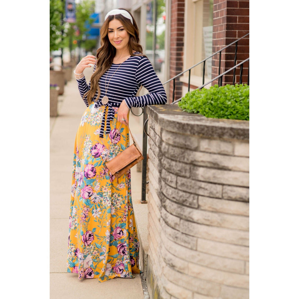 Striped Top Floral Bottom Maxi - Betsey's Boutique Shop