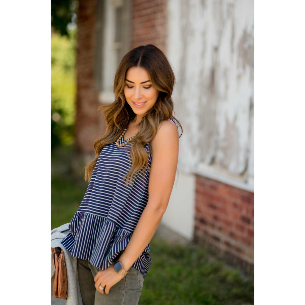 Mixed Stripe Peplum Tank - Betsey's Boutique Shop