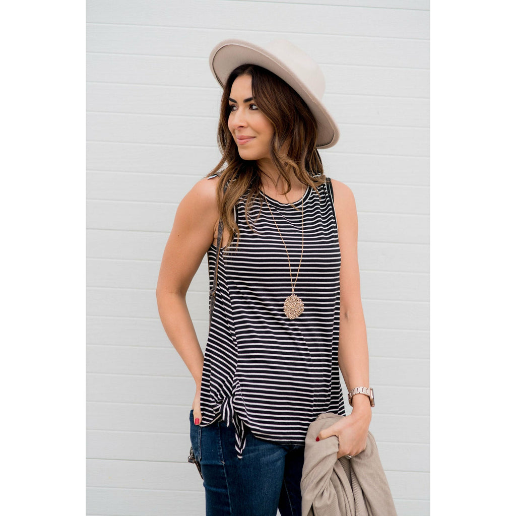 Striped Side Knot Tank - Betsey's Boutique Shop