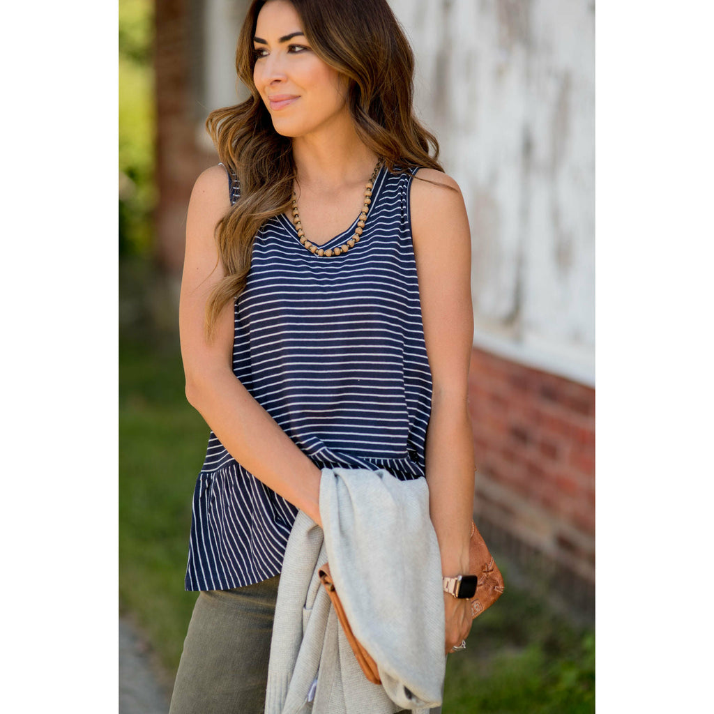 Mixed Stripe Peplum Tank - Betsey's Boutique Shop