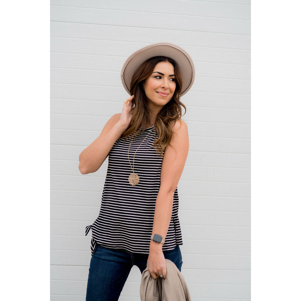 Striped Side Knot Tank - Betsey's Boutique Shop