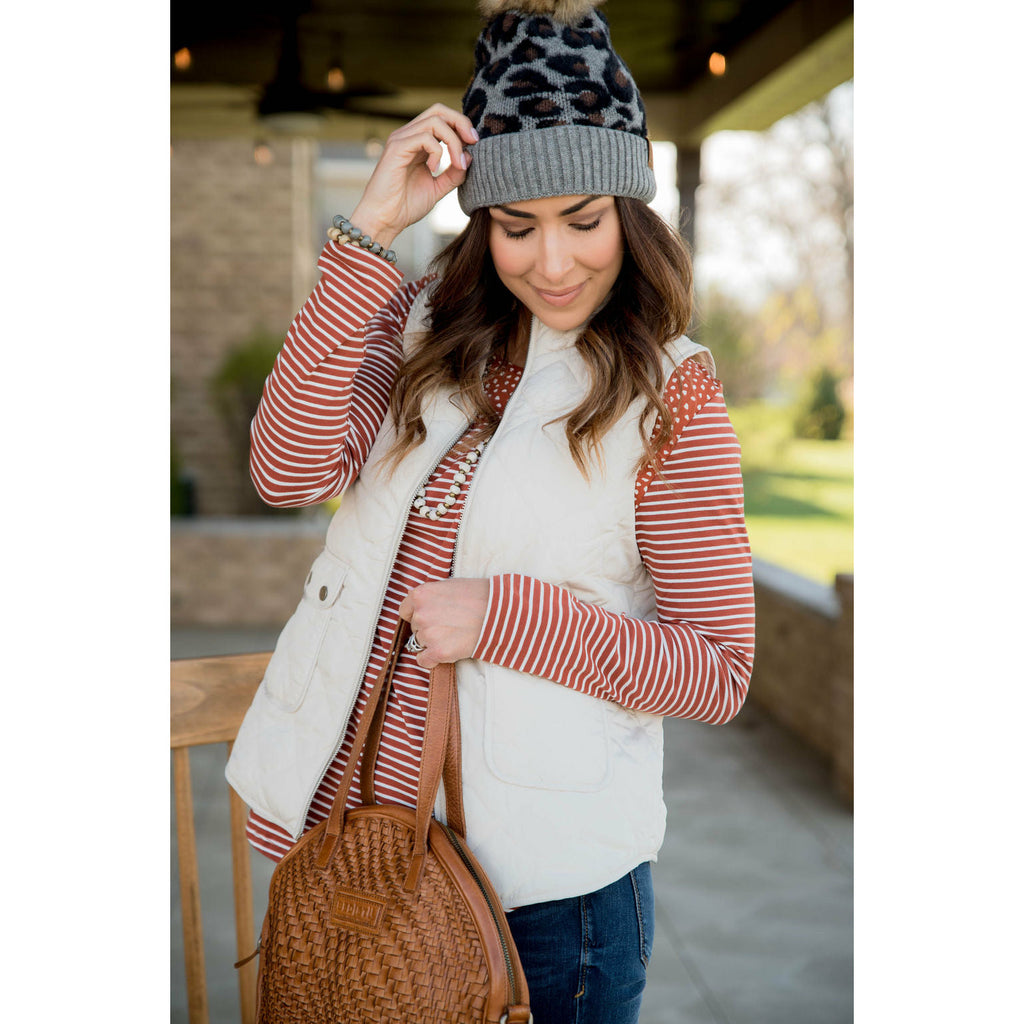 Speckled Top Striped Long Sleeve - Betsey's Boutique Shop