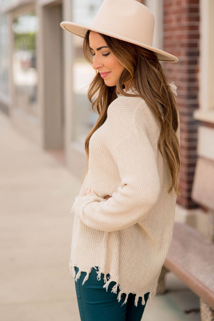 Distressed Sweater - Betsey's Boutique Shop - Outerwear