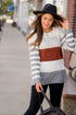 Color Block Striped Sleeve Sweater