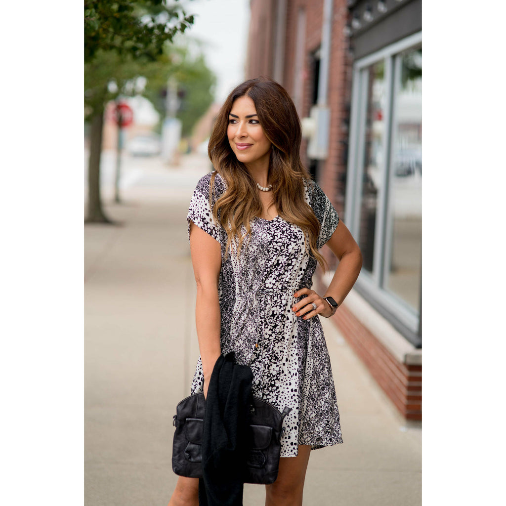 Vertical Mixed Print Striped Dress - Betsey's Boutique Shop