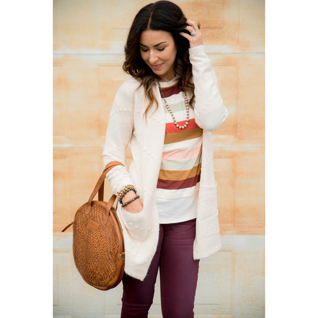 Solid Dot Accent Cardigan - Betsey's Boutique Shop