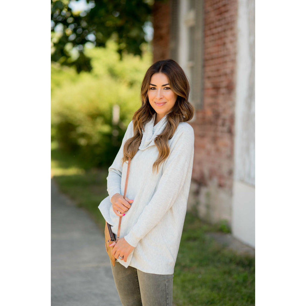 Two Button Cowl Neck Wrap Sweater - Betsey's Boutique Shop - Outerwear