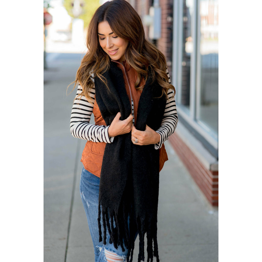 Cute & Cozy Twisted Fringe Scarf - Betsey's Boutique Shop