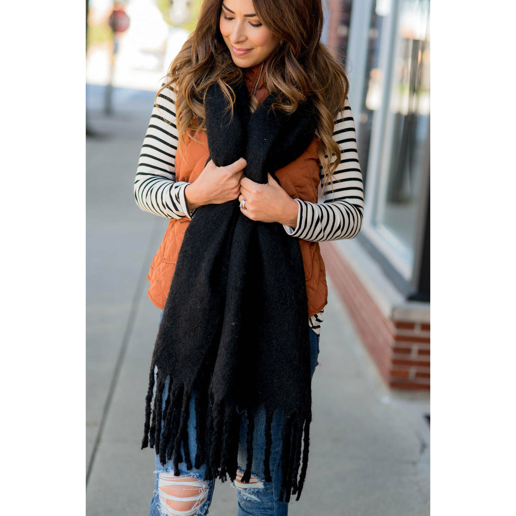 Cute & Cozy Twisted Fringe Scarf - Betsey's Boutique Shop