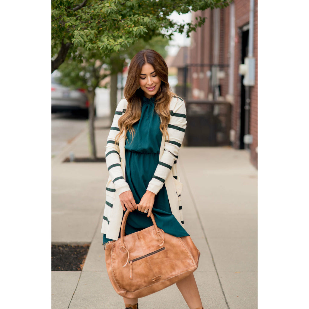 Striped Butter Soft Tunic Cardigan -Cream - Betsey's Boutique Shop