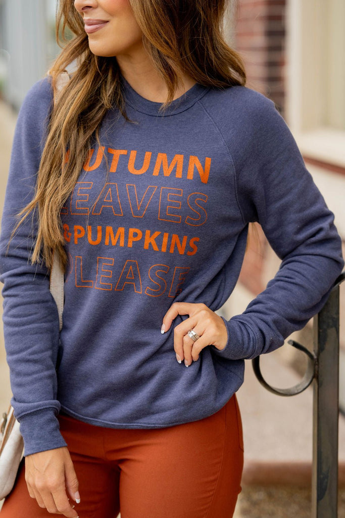 Heathered Autumn Leaves Graphic Crewneck - Betsey's Boutique Shop -