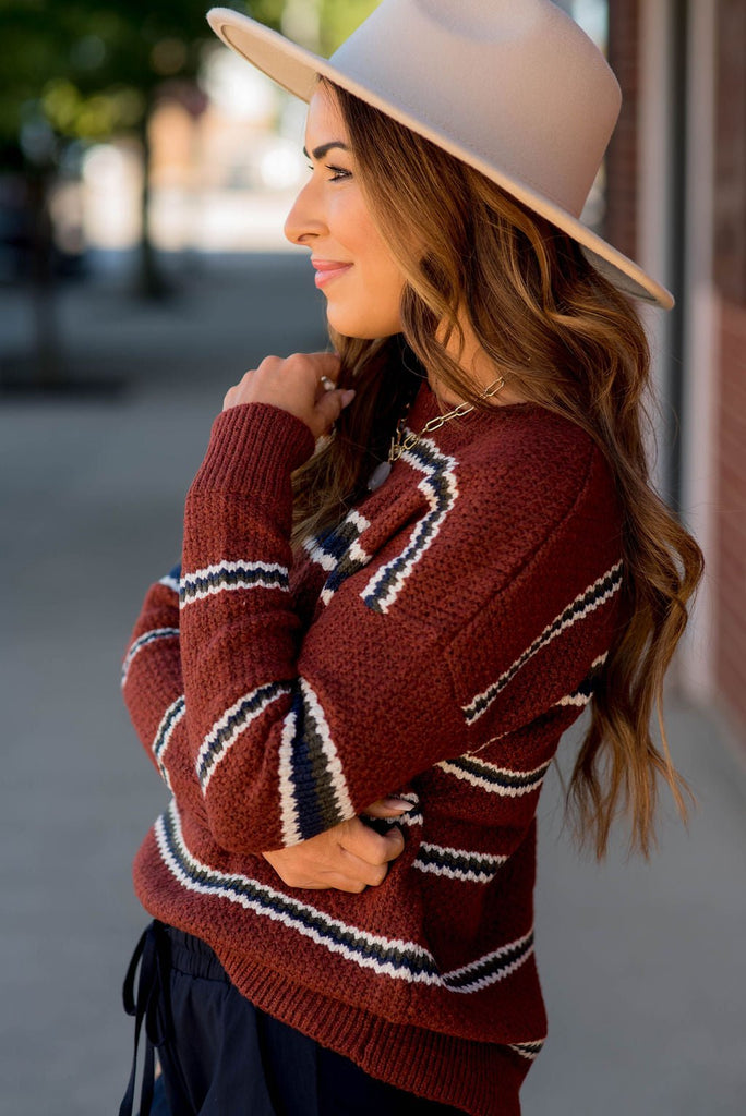 Knitted Stripes Sweater - Betsey's Boutique Shop -