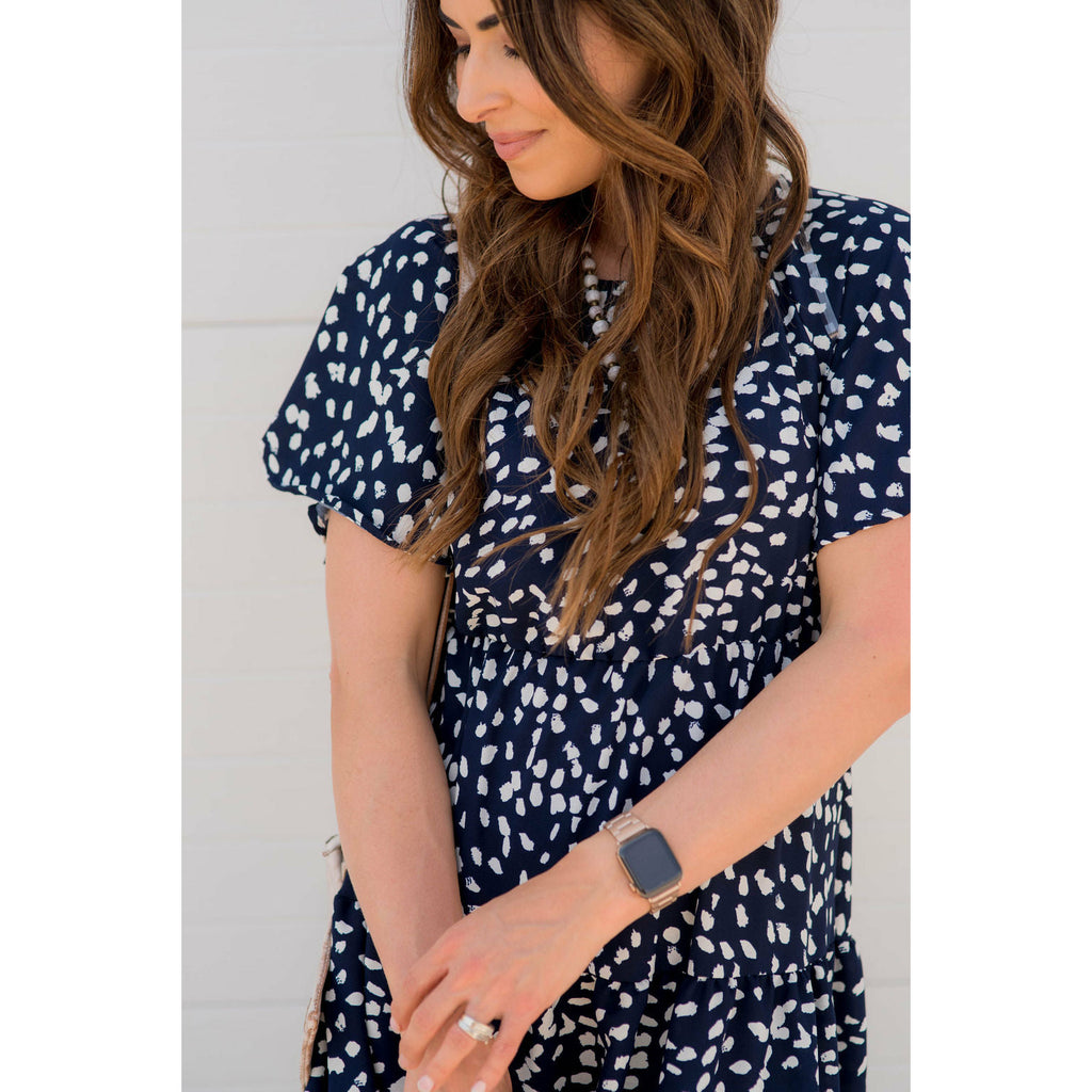 Tiered Leopard Short Sleeve Dress - Betsey's Boutique Shop