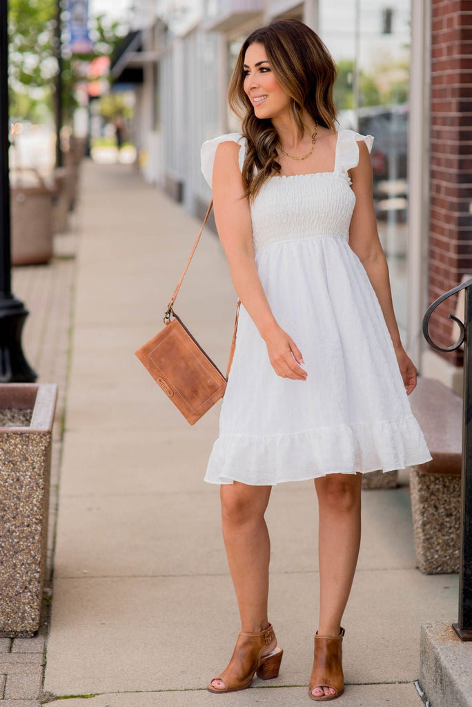 Subtle Textured Ruched Top Dress - Betsey's Boutique Shop -