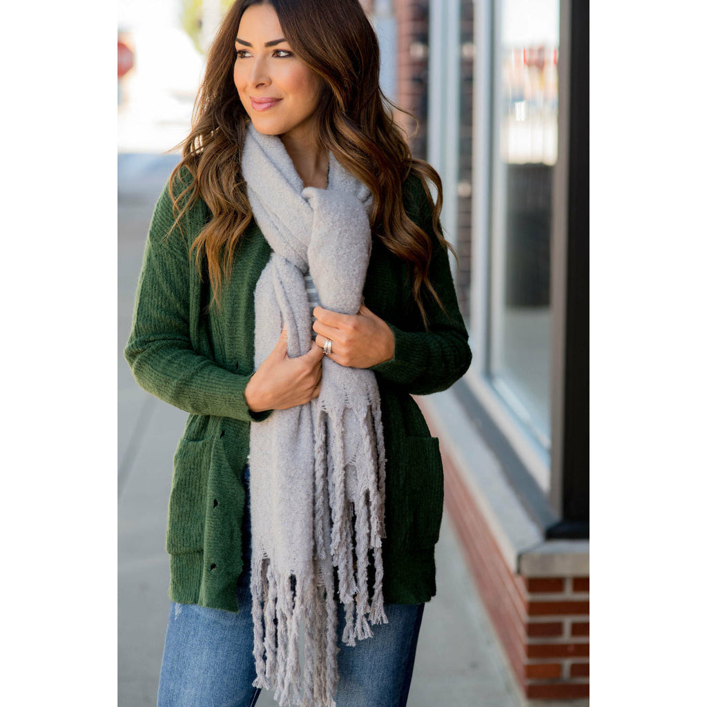 Cute & Cozy Twisted Fringe Scarf - Betsey's Boutique Shop