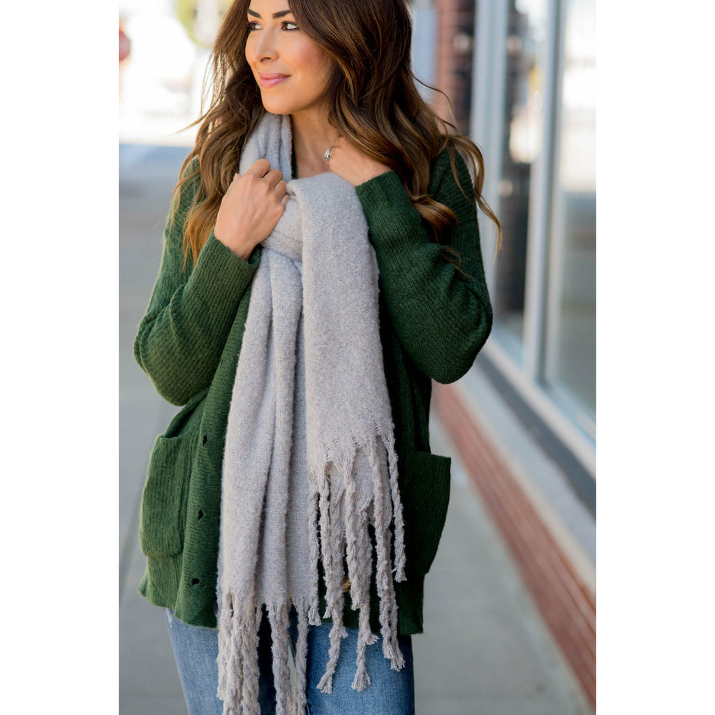 Cute & Cozy Twisted Fringe Scarf - Betsey's Boutique Shop