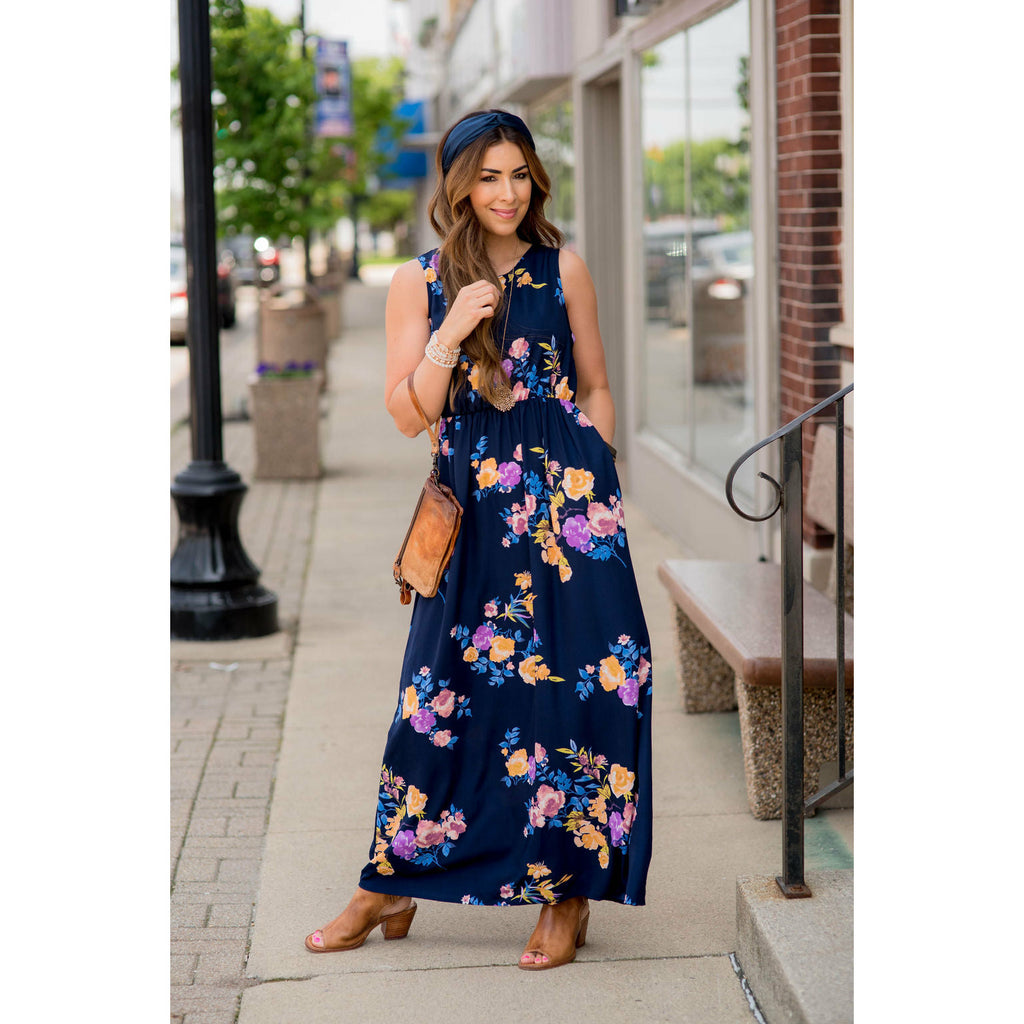 Cinch Waist Floral Tank Maxi - Betsey's Boutique Shop