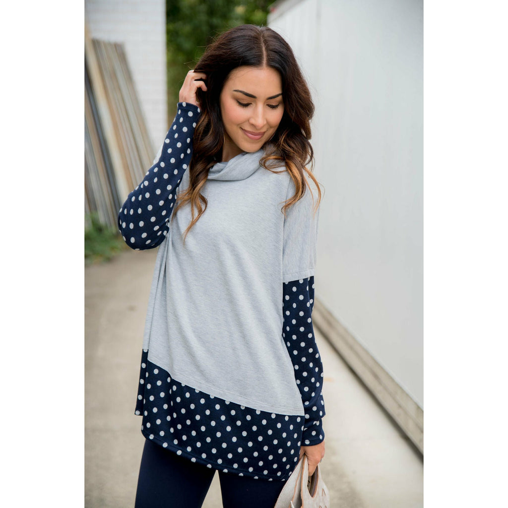 Touch of Polka Dot Cowl Neck - Betsey's Boutique Shop - Outerwear