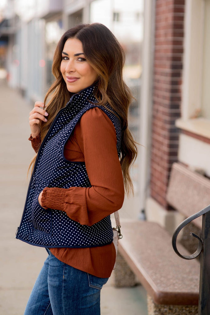 Solid Outlined Polka Dot Vest - Betsey's Boutique Shop