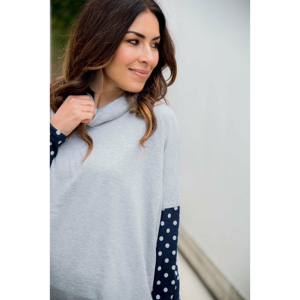 Touch of Polka Dot Cowl Neck - Betsey's Boutique Shop - Outerwear