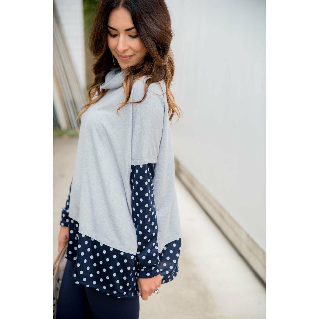 Touch of Polka Dot Cowl Neck - Betsey's Boutique Shop - Outerwear