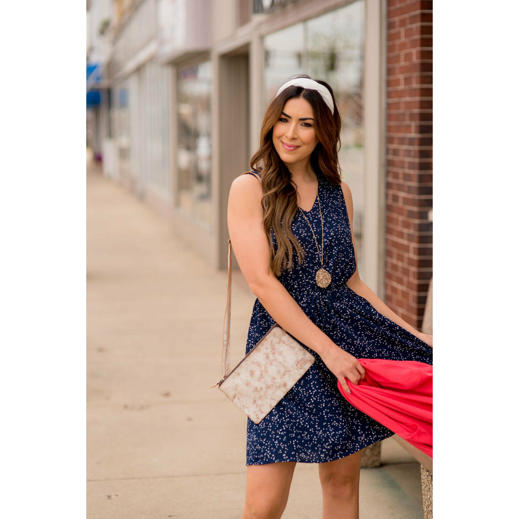 Speckled Tie Waist Tank Dress - Betsey's Boutique Shop