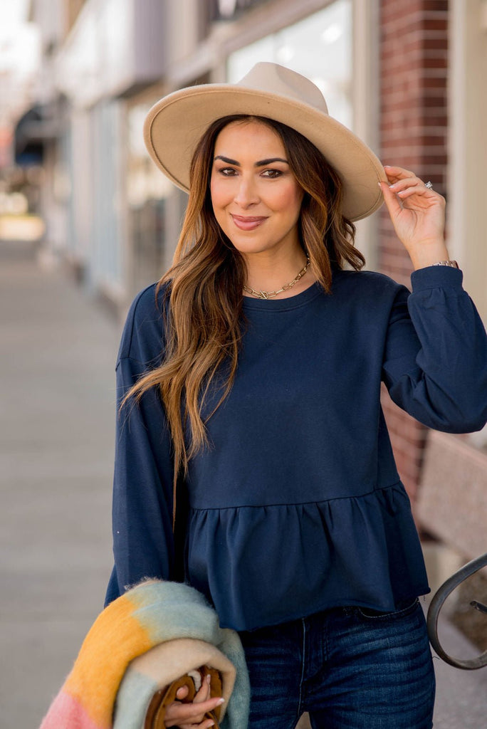 Simple Peplum Sweatshirt - Betsey's Boutique Shop -