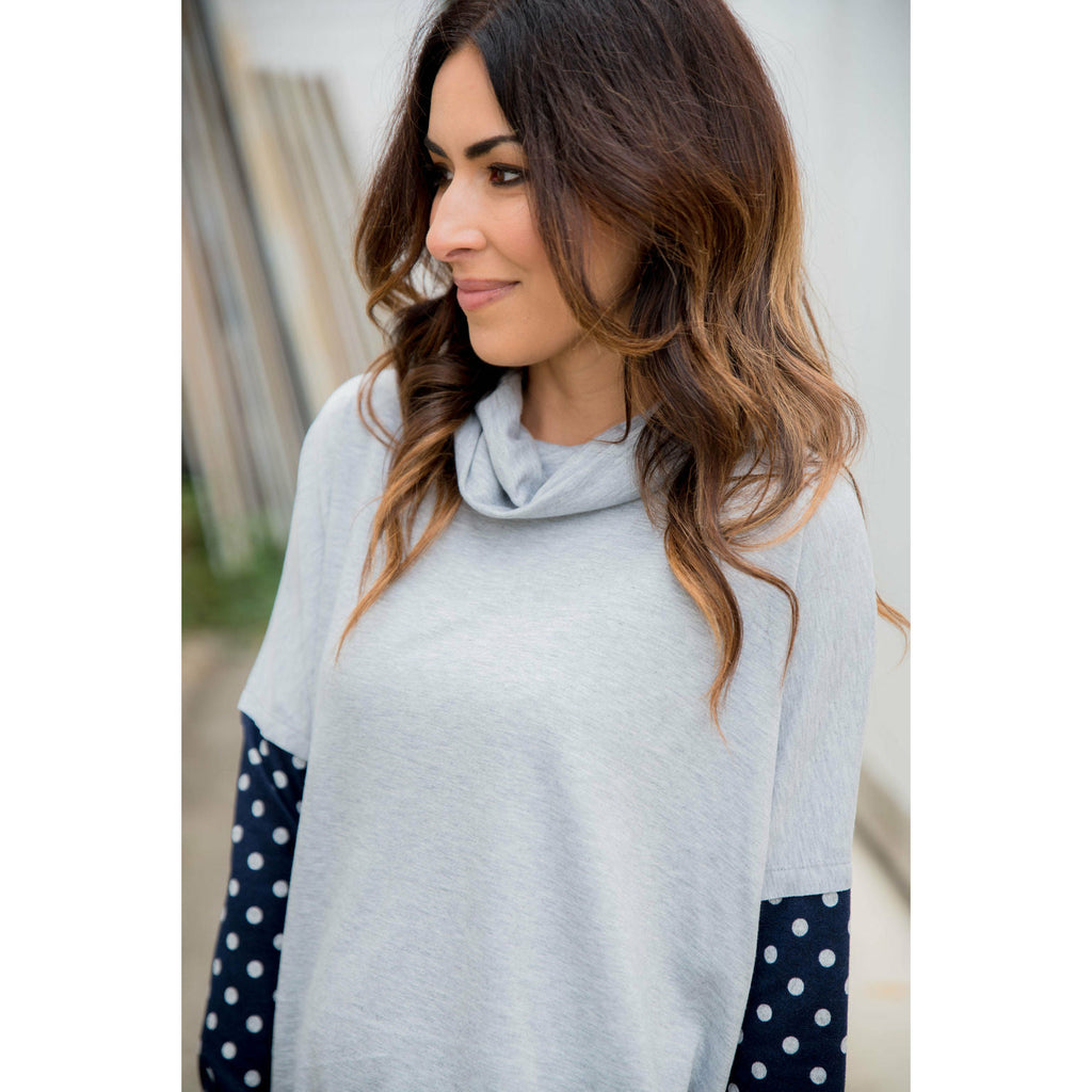 Touch of Polka Dot Cowl Neck - Betsey's Boutique Shop - Outerwear