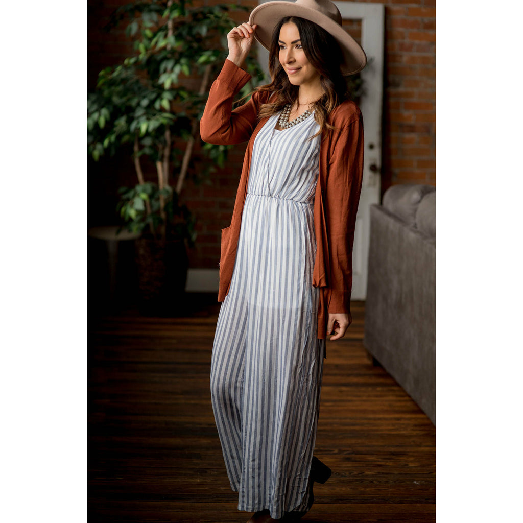 Navy Striped Jumpsuit - Betsey's Boutique Shop