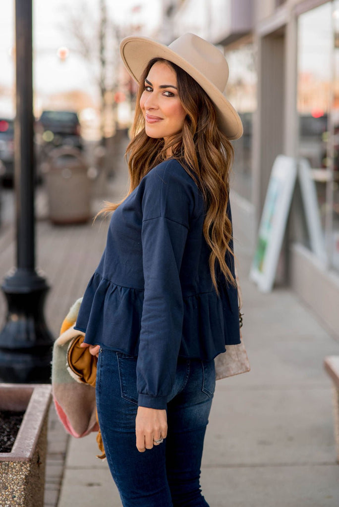 Simple Peplum Sweatshirt - Betsey's Boutique Shop -