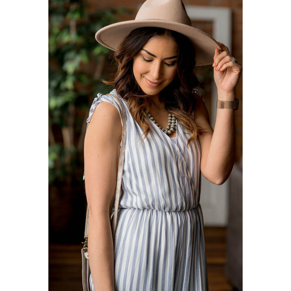 Navy Striped Jumpsuit - Betsey's Boutique Shop