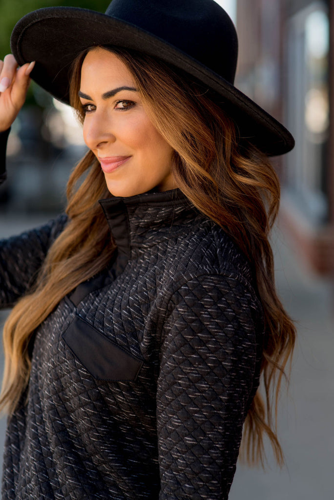 Marled Quilted Pullover - Betsey's Boutique Shop