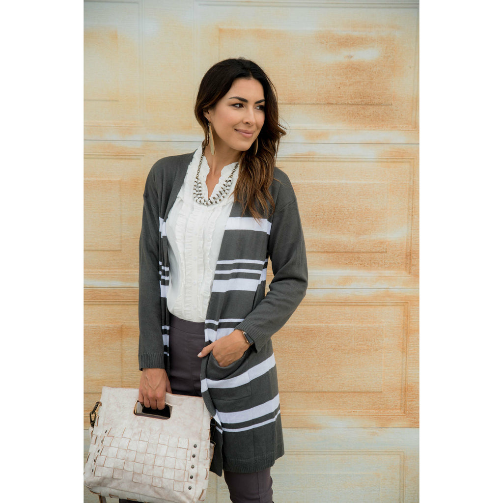 Striped Tunic Cardigan - Betsey's Boutique Shop