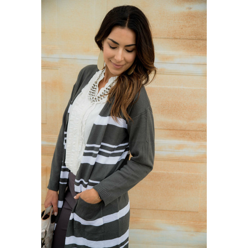 Striped Tunic Cardigan - Betsey's Boutique Shop