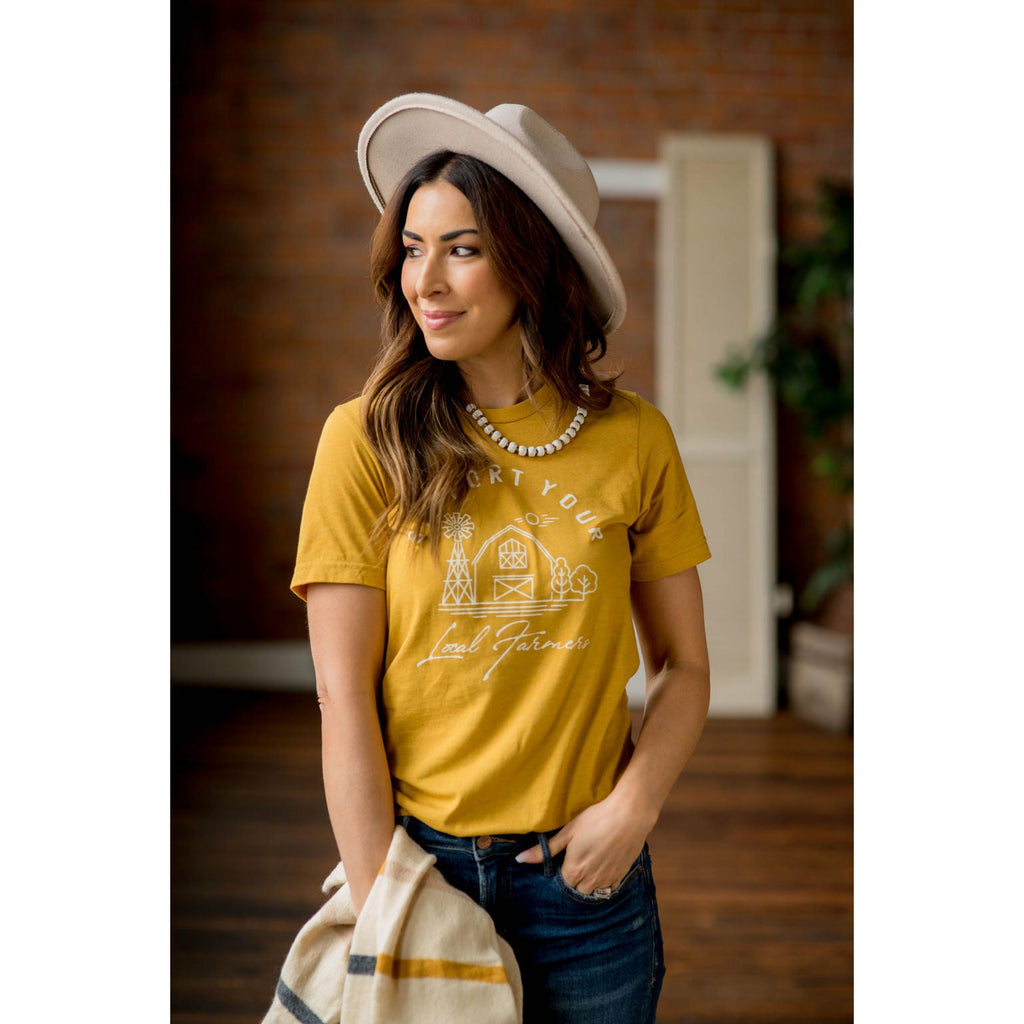 Support Your Local Farmers Farmhouse Graphic Tee - Betsey's Boutique Shop