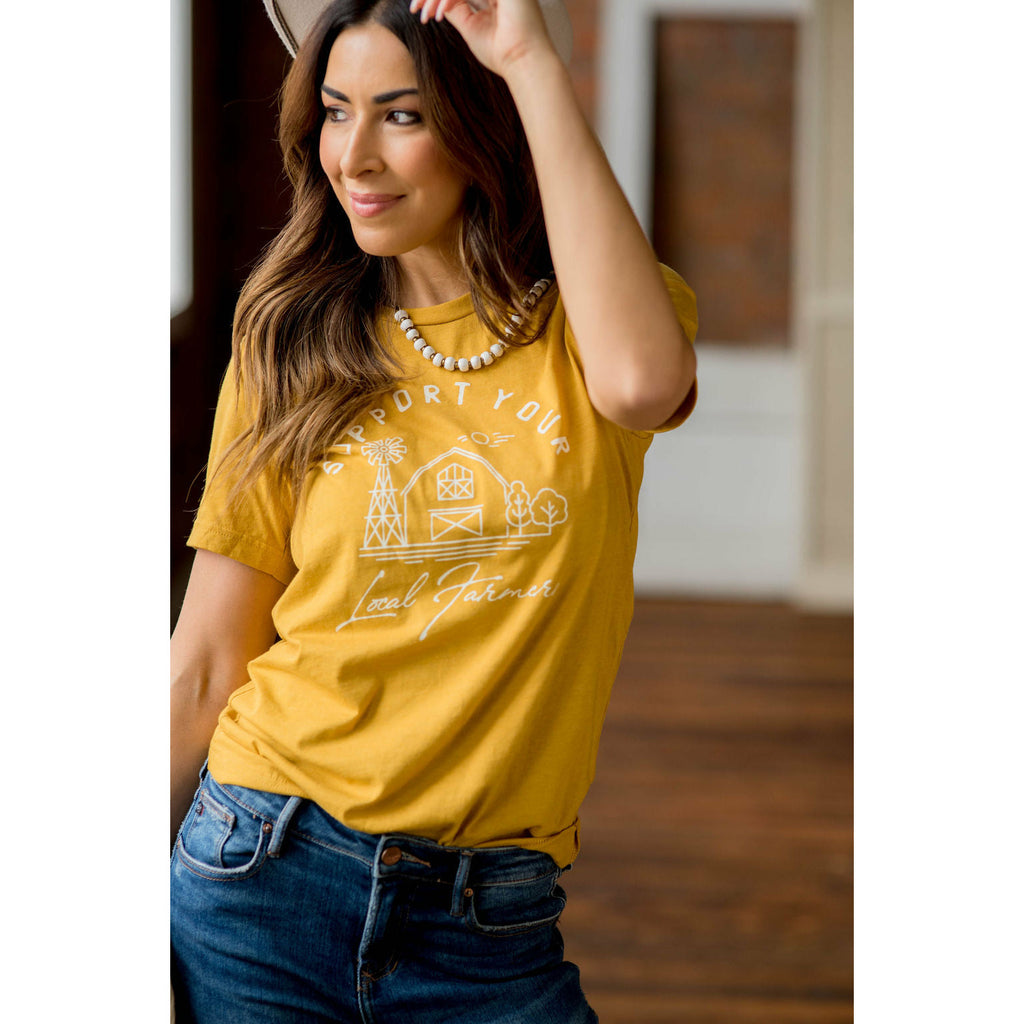 Support Your Local Farmers Farmhouse Graphic Tee - Betsey's Boutique Shop