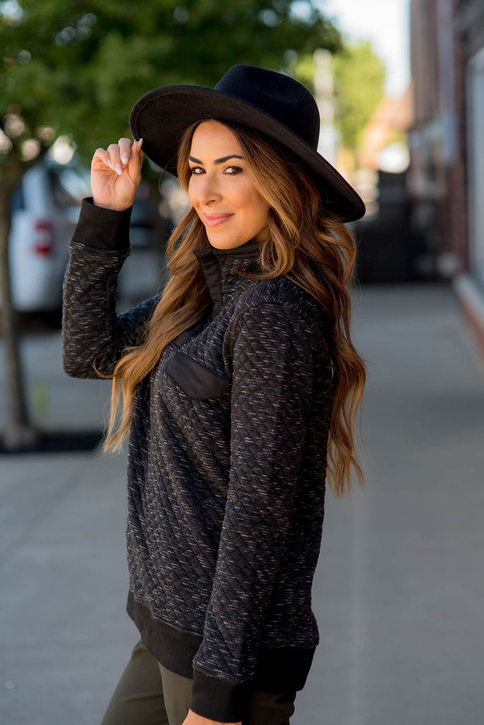 Marled Quilted Pullover - Betsey's Boutique Shop