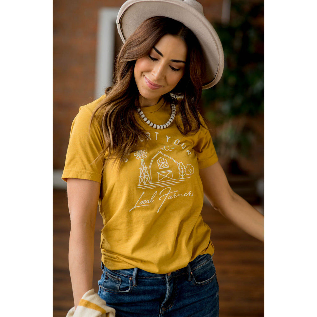 Support Your Local Farmers Farmhouse Graphic Tee - Betsey's Boutique Shop