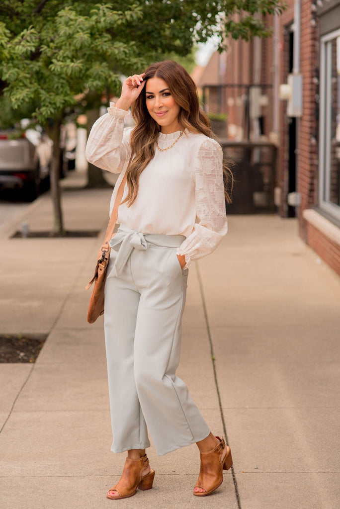 Classy Tie Waist Flare Pants - Betsey's Boutique Shop -